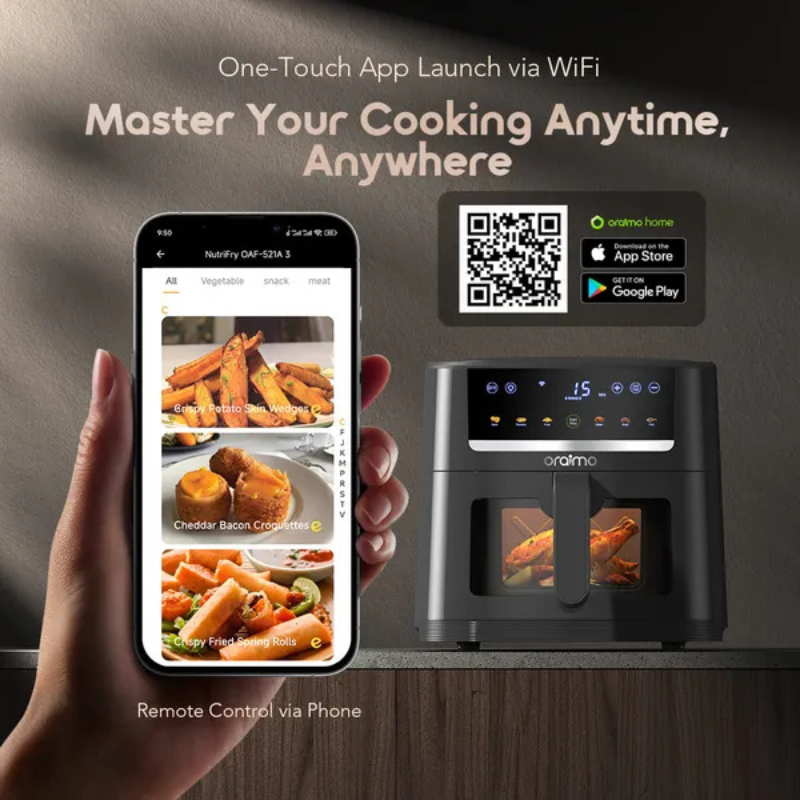 oraimo NutriFry S1 Ultra 1500W 6L App Control Full Touchscreen Air fryer(OAF-521A) - Image 6