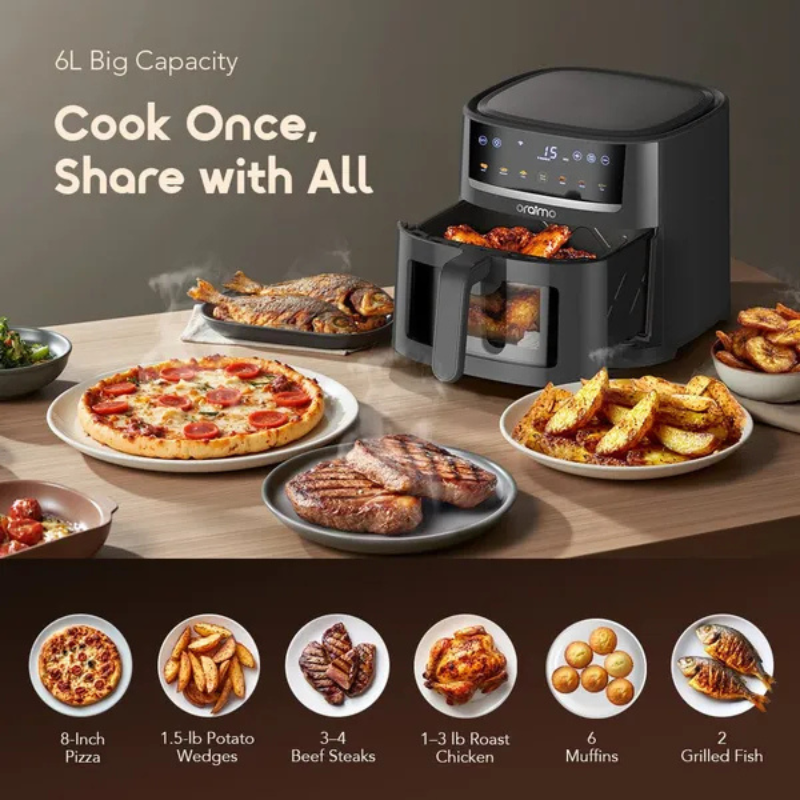 oraimo NutriFry S1 Ultra 1500W 6L App Control Full Touchscreen Air fryer(OAF-521A) - Image 3