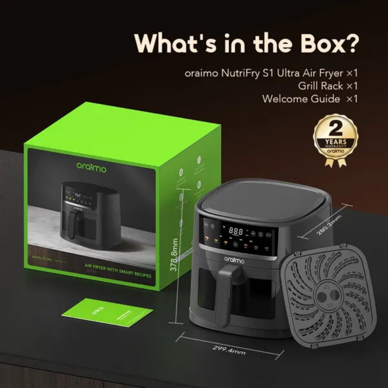 oraimo NutriFry S1 Ultra 1500W 6L App Control Full Touchscreen Air fryer(OAF-521A) - Image 2